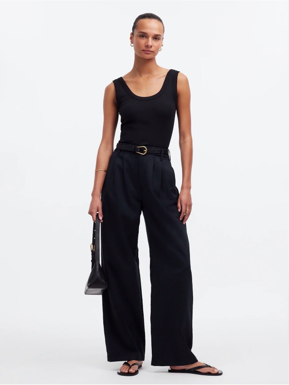 Madewell Harlow Black High-Rise Wide-Leg Pants - Size 10